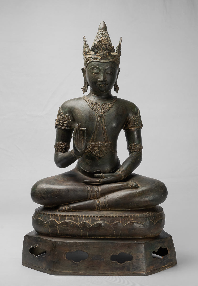 Buddha Statue - Antique Chiang Saen Style Royal Teaching Buddha Statue - 87cm/35"