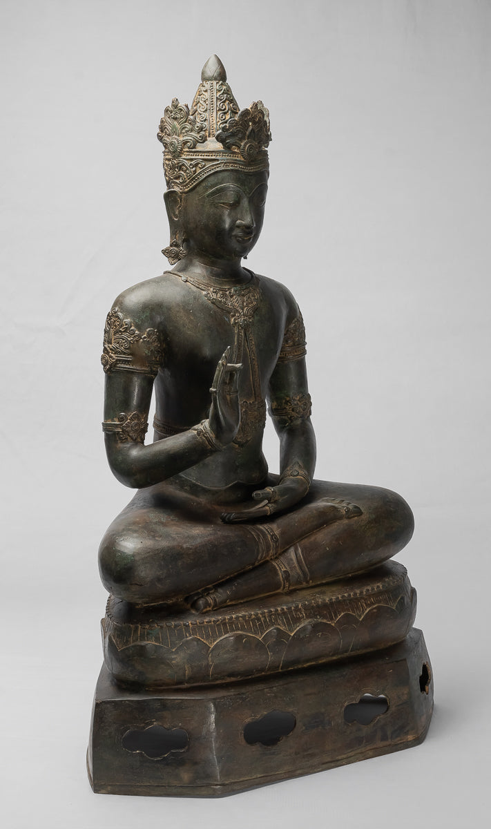 Buddha Statue - Antique Chiang Saen Style Royal Teaching Buddha Statue - 87cm/35"