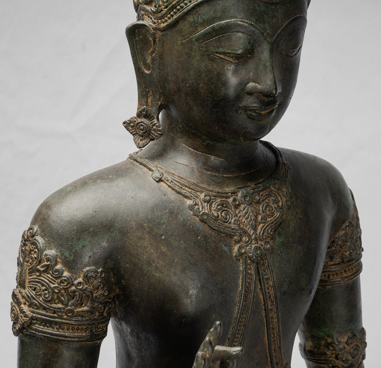 Buddha Statue - Antique Chiang Saen Style Royal Teaching Buddha Statue - 87cm/35"