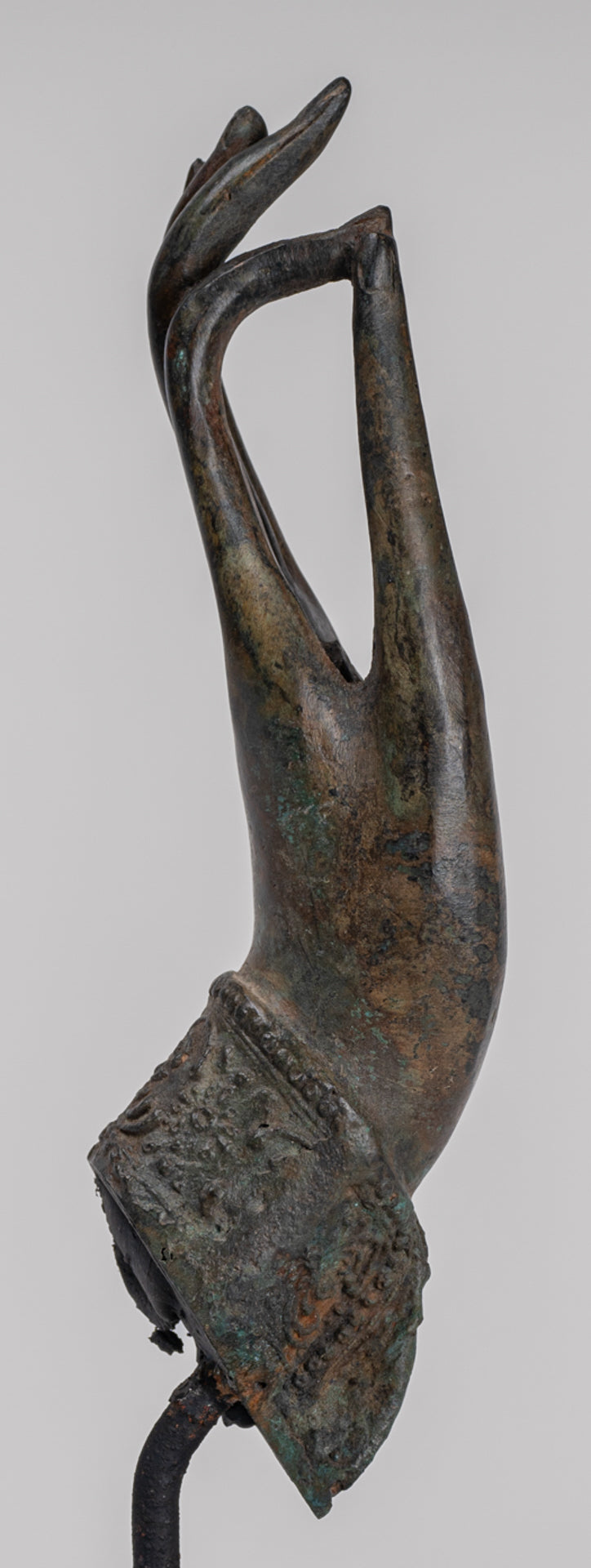 Mounted Antique Thai Style Southeast Asia Bronze Thai Teaching Hand - 24cm/10"