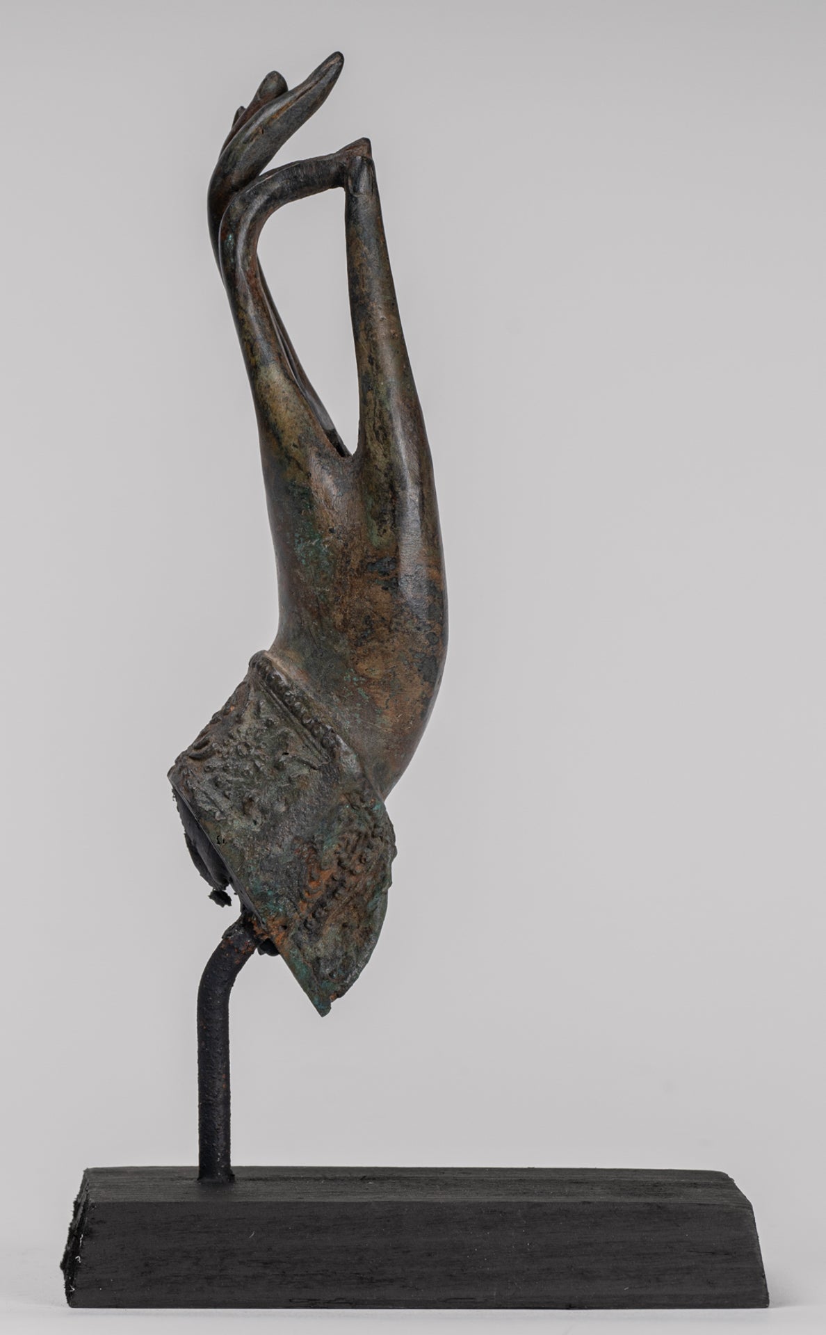 Mounted Antique Thai Style Southeast Asia Bronze Thai Teaching Hand - 24cm/10"
