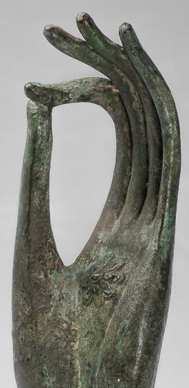 Antiguo de estilo tailandés montado en el sudeste asiático Bronce Thai Enseñh Hand - 30 cm/13 "