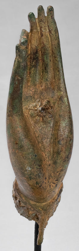 Antiguo de estilo tailandés montado en el sudeste asiático Bronce Thai Enseñh Hand - 30 cm/13 "