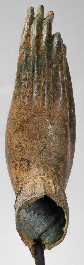 Antiguo de estilo tailandés montado en el sudeste asiático Bronce Thai Enseñh Hand - 30 cm/13 "