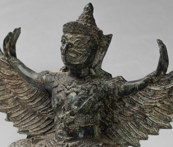 Estatua de estado de estilo tailandés antiguo Vishnu Garuda - 33 cm/13 "