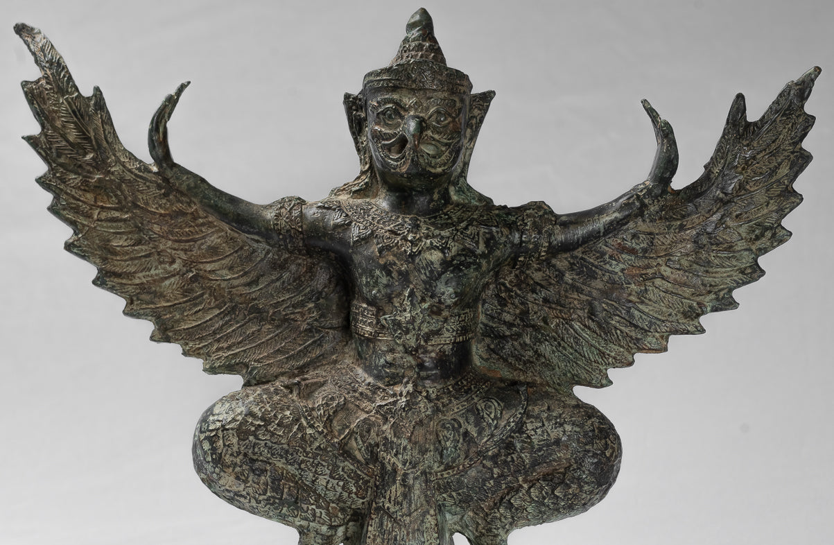 Estatua de estado de estilo tailandés antiguo Vishnu Garuda - 33 cm/13 "