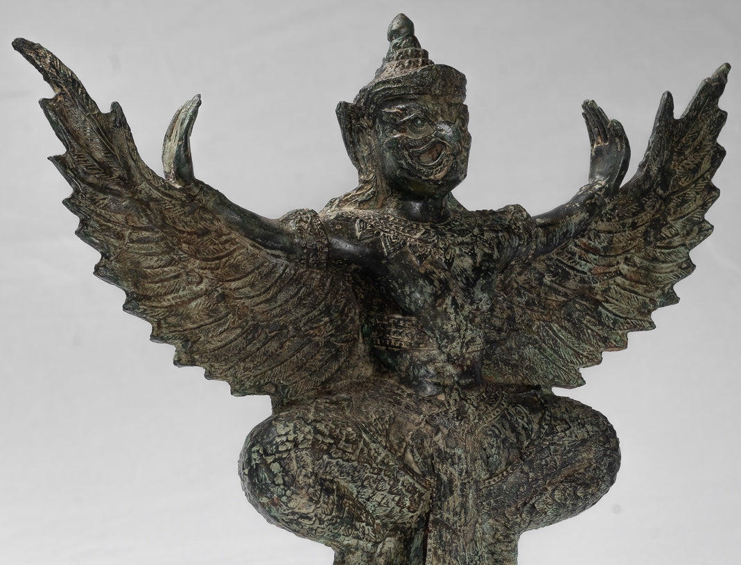 Estatua de estado de estilo tailandés antiguo Vishnu Garuda - 33 cm/13 "