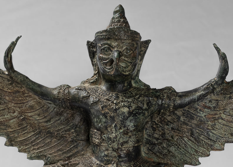 Estatua de estado de estilo tailandés antiguo Vishnu Garuda - 33 cm/13 "
