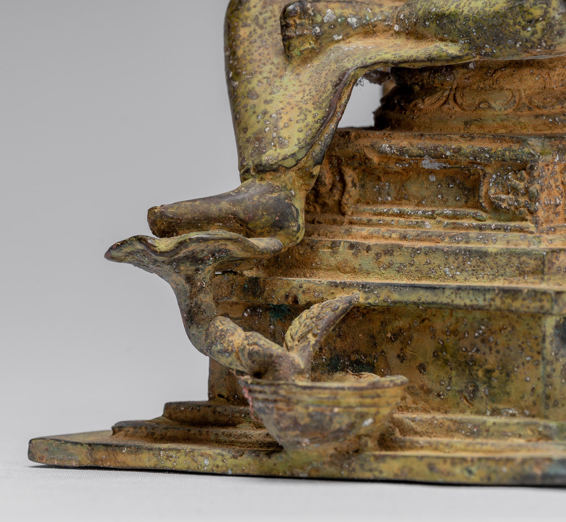 Buddha Statue - Antique Indonesian Style Seated Bronze Javanese Teaching Buddha - 27cm/11"