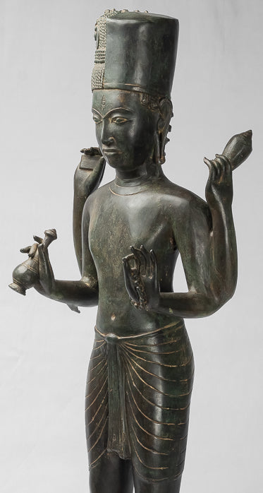Estatua de Vishnu - Estatua de bronce de pie de estilo tailandés antiguo Vishnu - 94cm/38 "