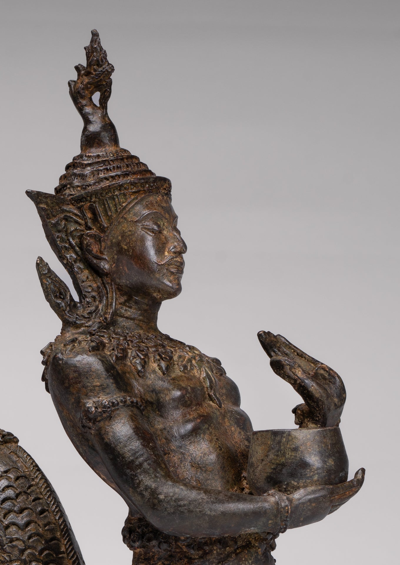 Antique Thai Style Bronze Naga Prince Statue - Guardian of Wisdom and Protection - 38cm/15"