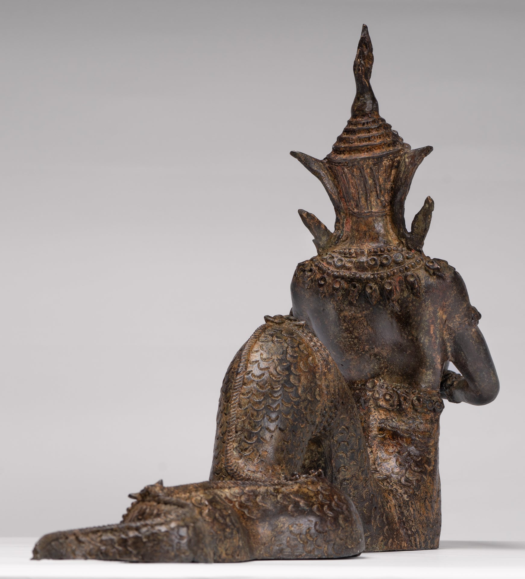 Antique Thai Style Bronze Naga Prince Statue - Guardian of Wisdom and Protection - 38cm/15"