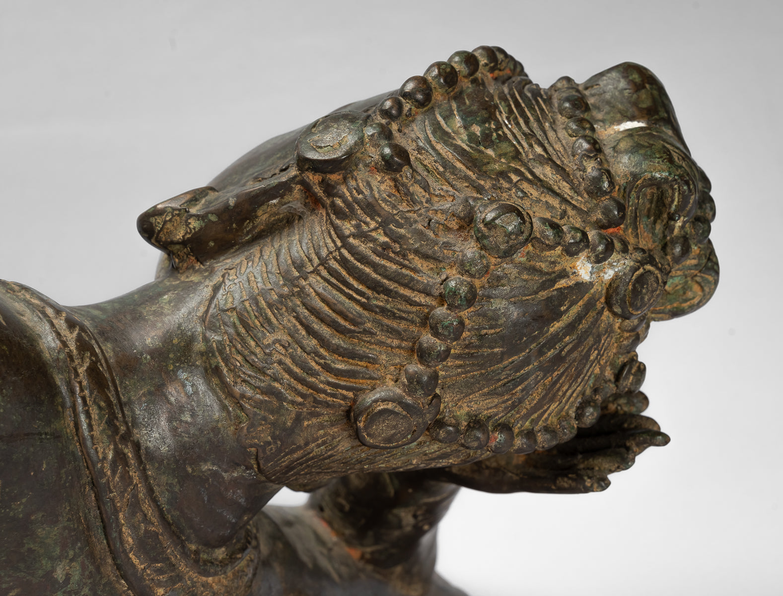 Antique in stile indiano Gandhara Bronzo Reclining Vishnu Statua - 95 cm/38 "Long