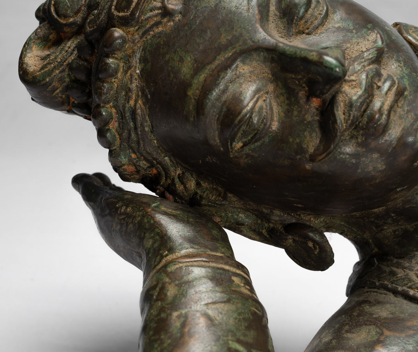 Antique in stile indiano Gandhara Bronzo Reclining Vishnu Statua - 95 cm/38 "Long