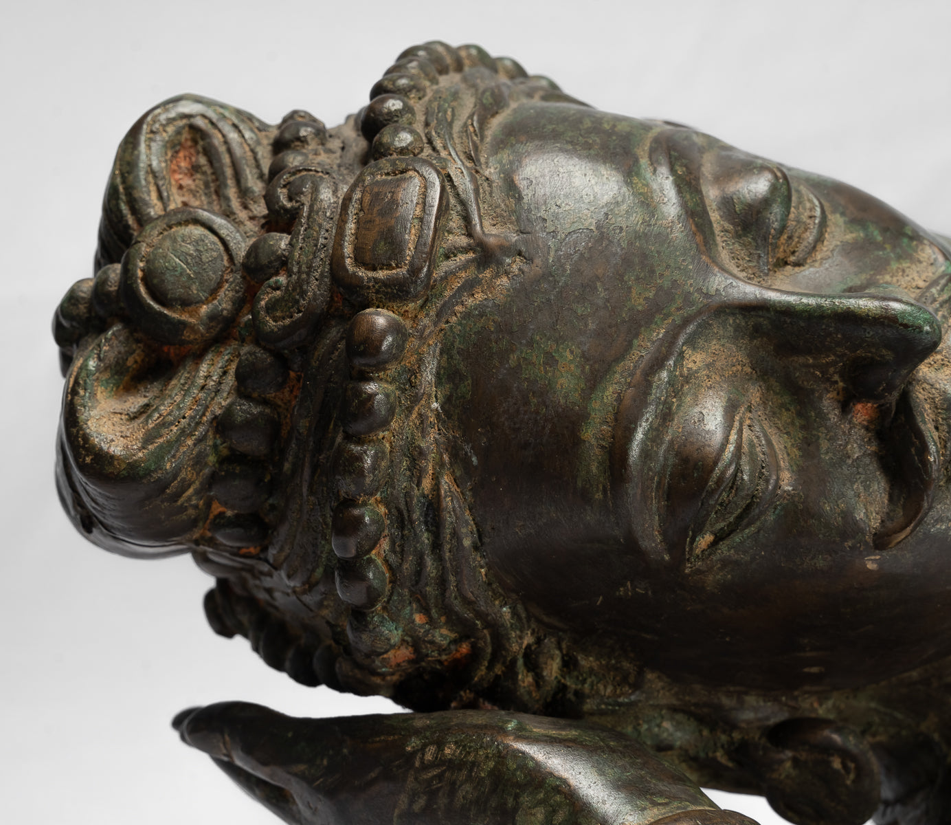 Antique in stile indiano Gandhara Bronzo Reclining Vishnu Statua - 95 cm/38 "Long