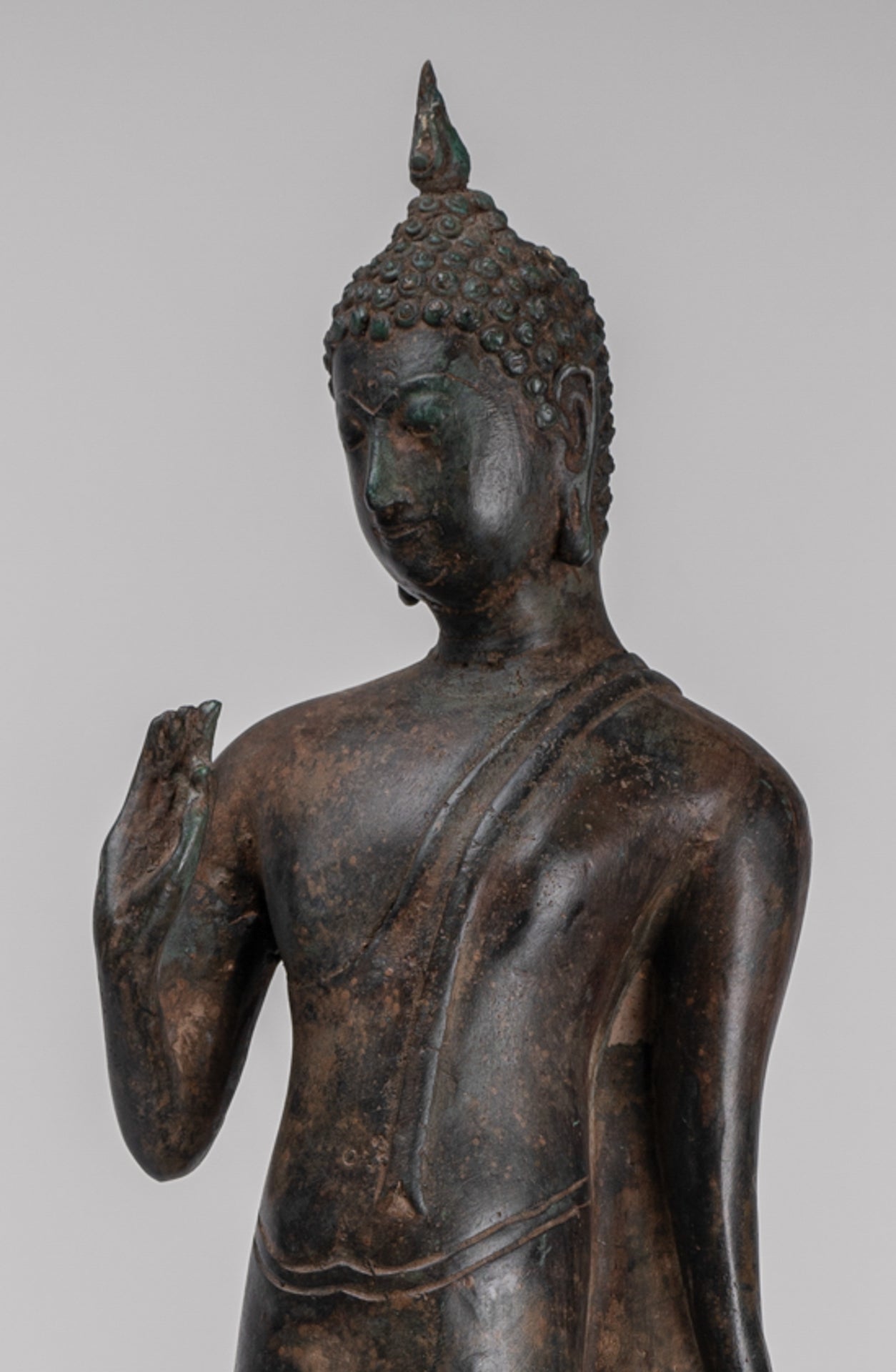 Antique Style Sukhothai in piedi protezione da bronzo che cammina Buddha Statue - 50 cm/20 "