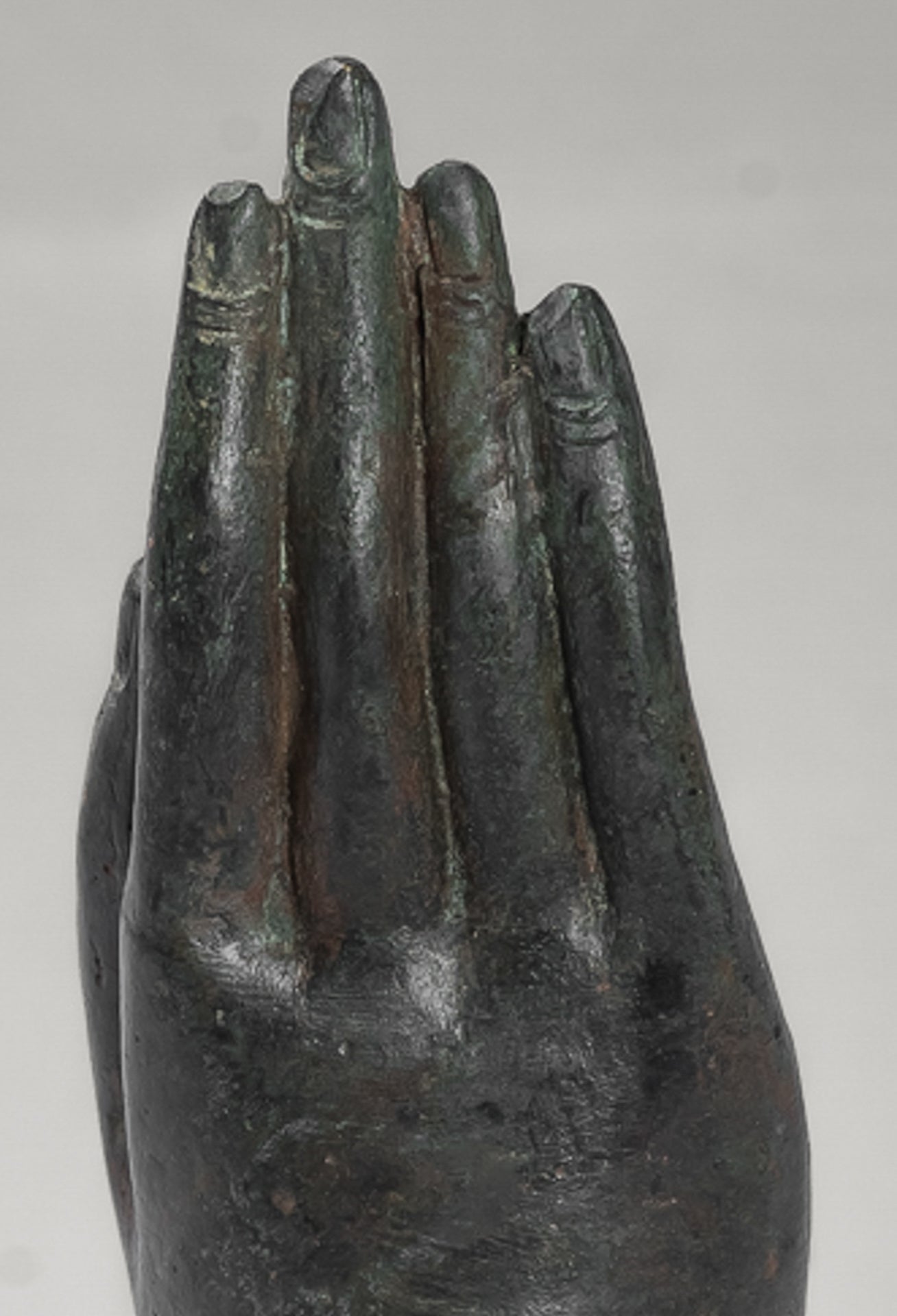 Mounted Antique Thai Style Southeast Asia Bronze Thai Protection Hand - 23cm/9"