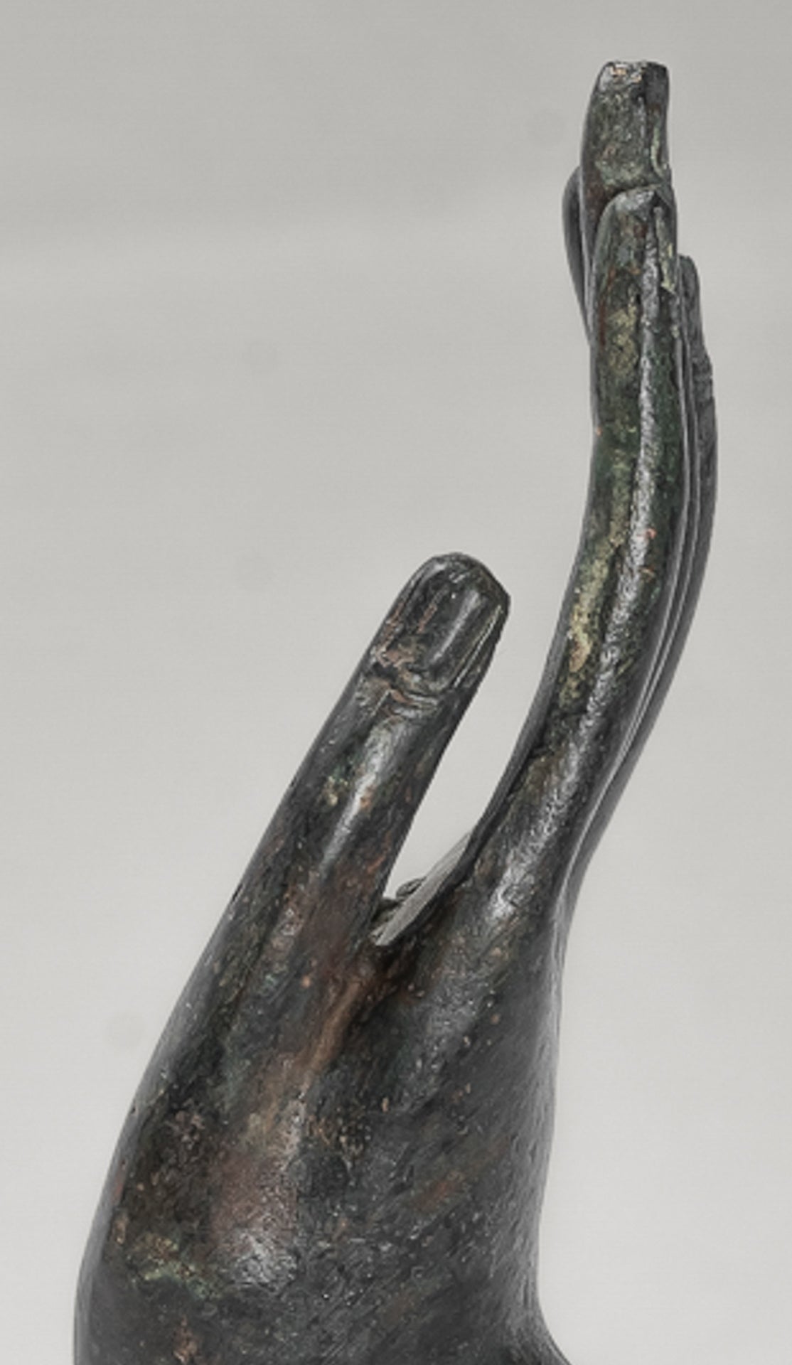 Mounted Antique Thai Style Southeast Asia Bronze Thai Protection Hand - 23cm/9"