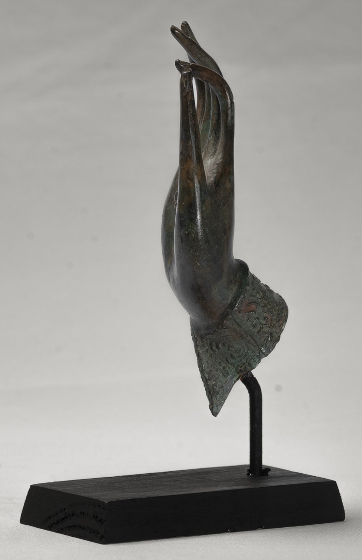 Mounted Antique Thai Style Southeast Asia Bronze Thai Teaching Hand - 24cm/10"