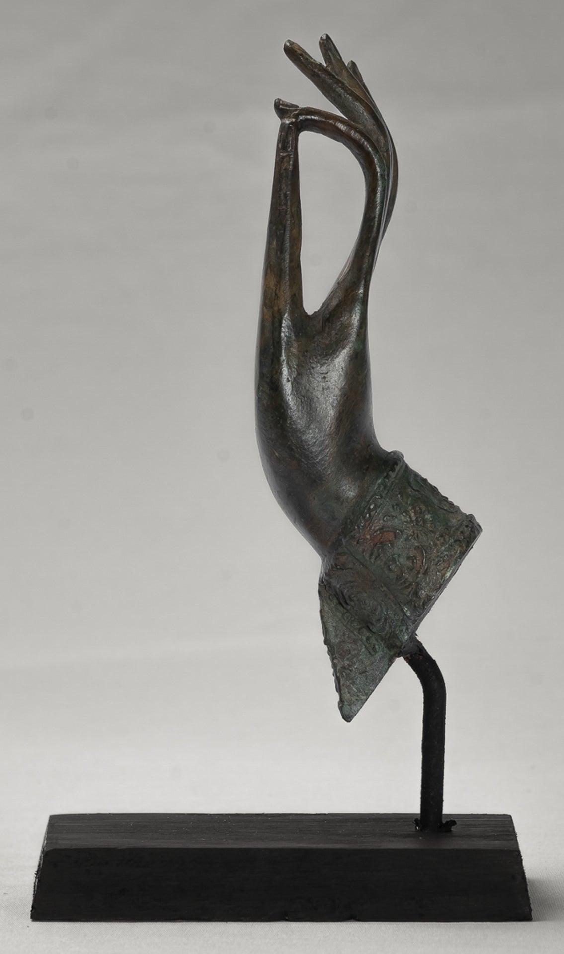 Mounted Antique Thai Style Southeast Asia Bronze Thai Teaching Hand - 24cm/10"