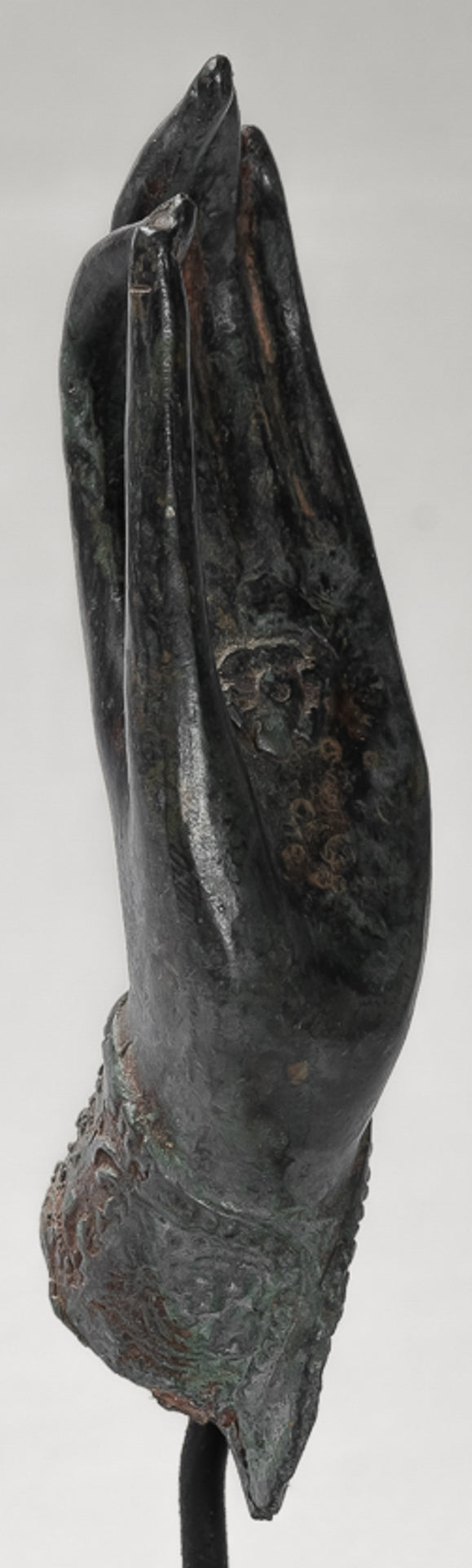 Mounted Antique Thai Style Southeast Asia Bronze Thai Teaching Hand - 24cm/10"