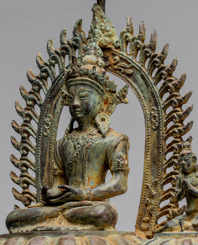 Statue de Bouddha - Statue de bouddha de méditation javanaise de style indonésien antique - 49cm / 20 "