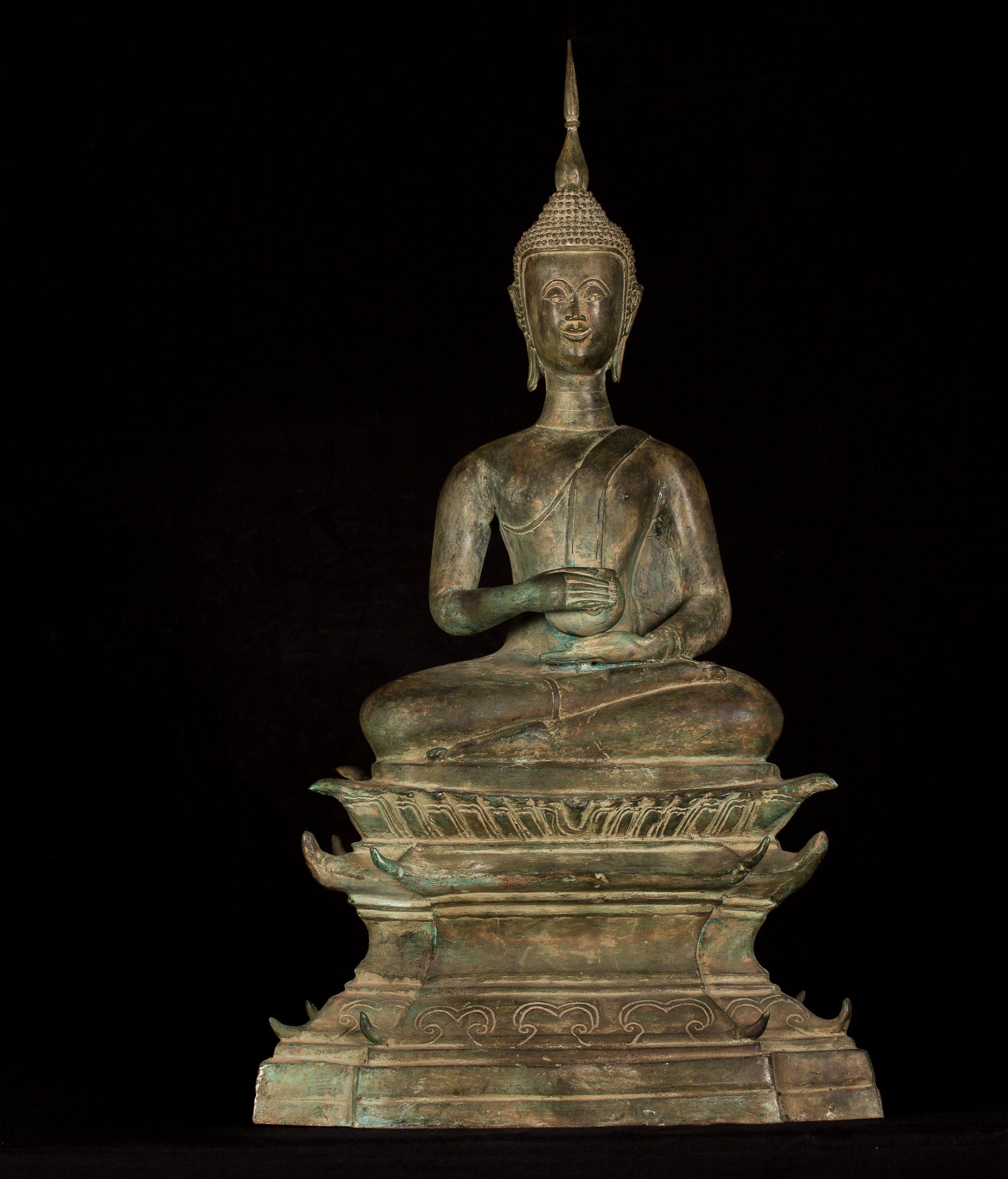 Statue di Buddha -Antique Laos Bronze Charity Gautama Statue Buddha - 63cm/25 "