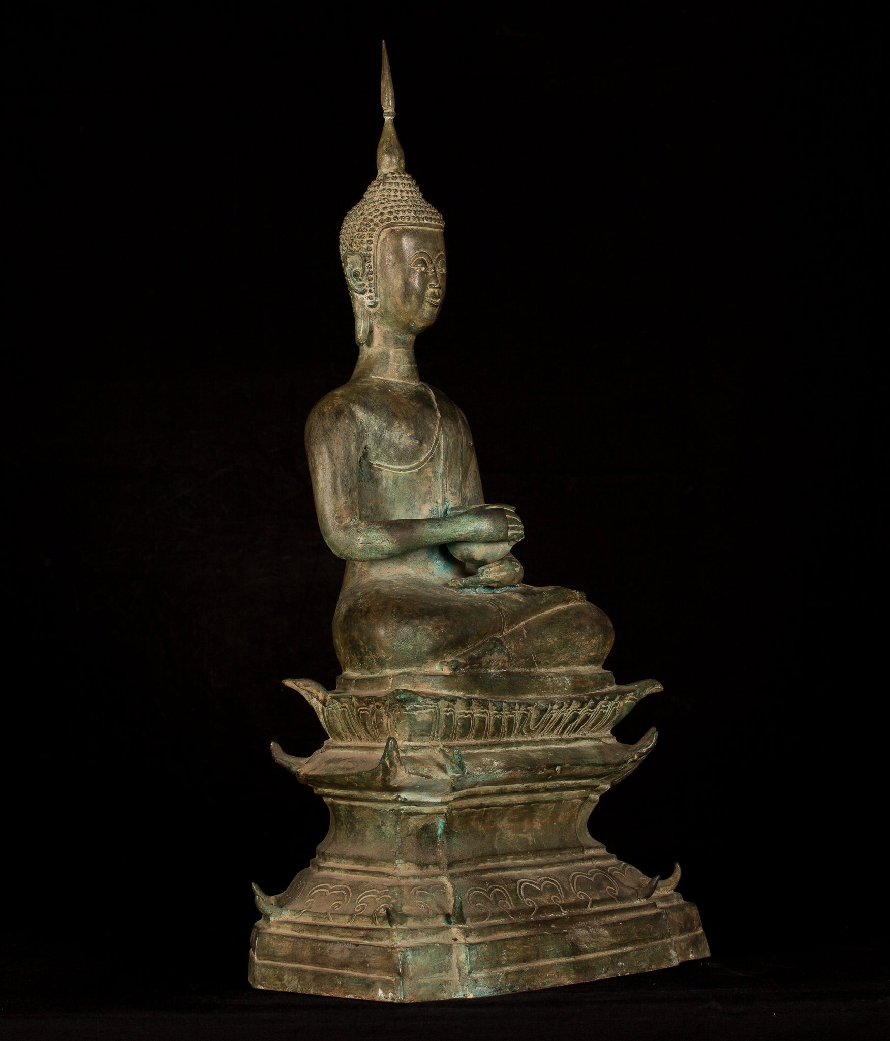 Statue di Buddha -Antique Laos Bronze Charity Gautama Statue Buddha - 63cm/25 "