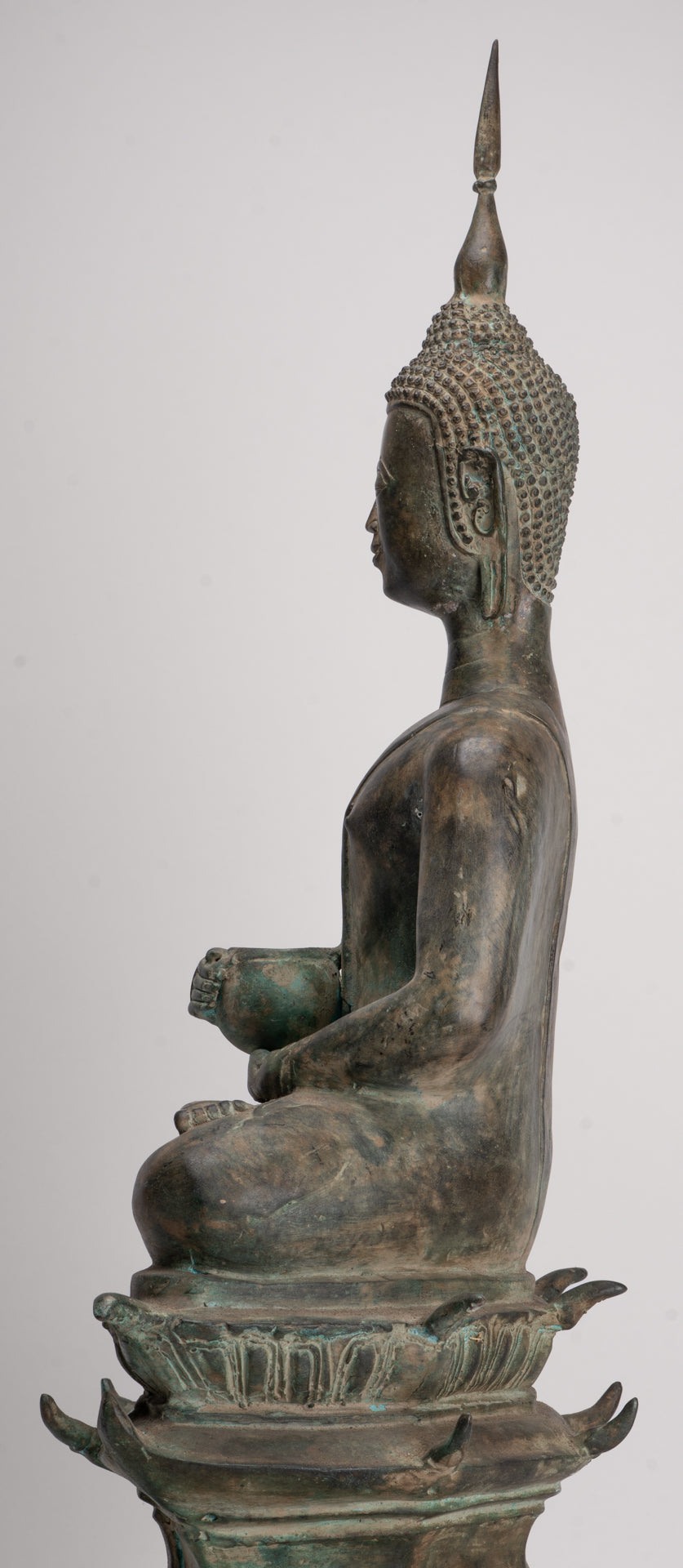 Antique Laos Style Bronze Charity Gautama Buddha Statue - 63cm/25"