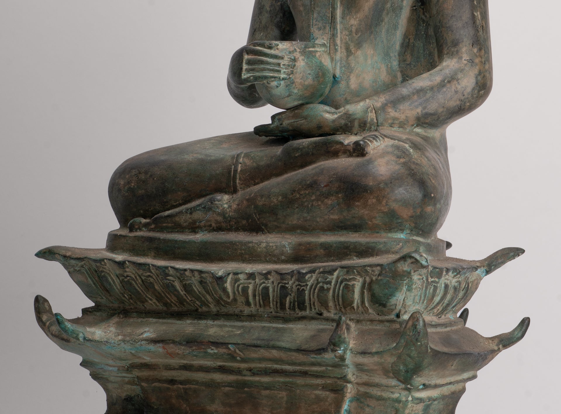 Antique Laos Style Bronze Charity Gautama Buddha Statue - 63cm/25"