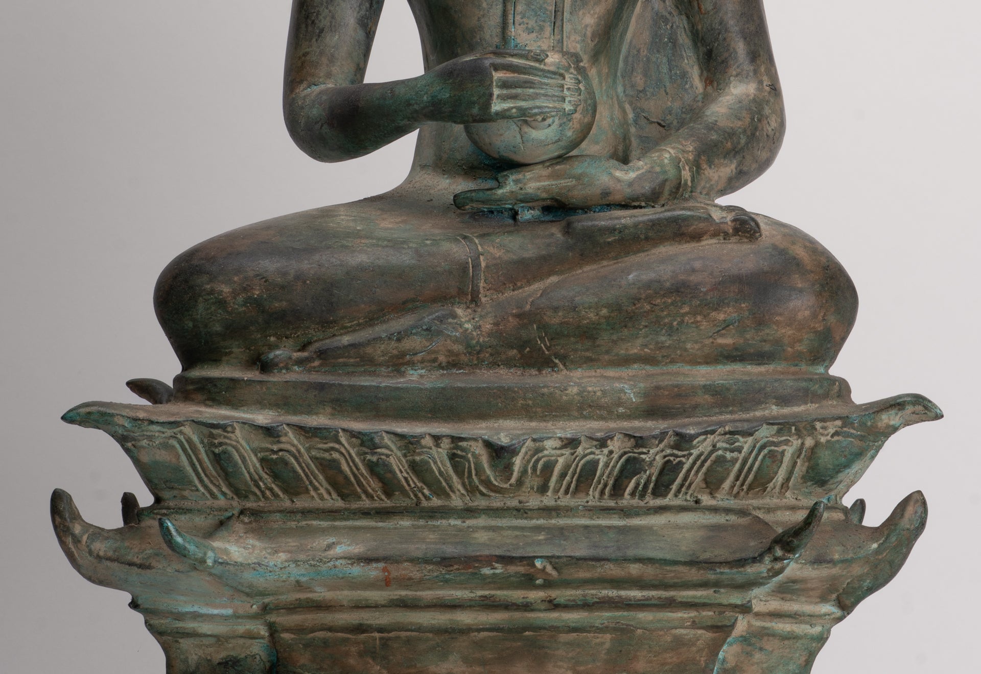 Antique Laos Style Bronze Charity Gautama Buddha Statue - 63cm/25"