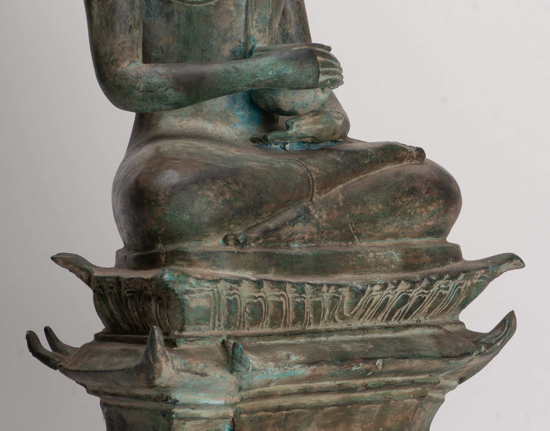 Antique Laos Style Bronze Charity Gautama Buddha Statue - 63cm/25"