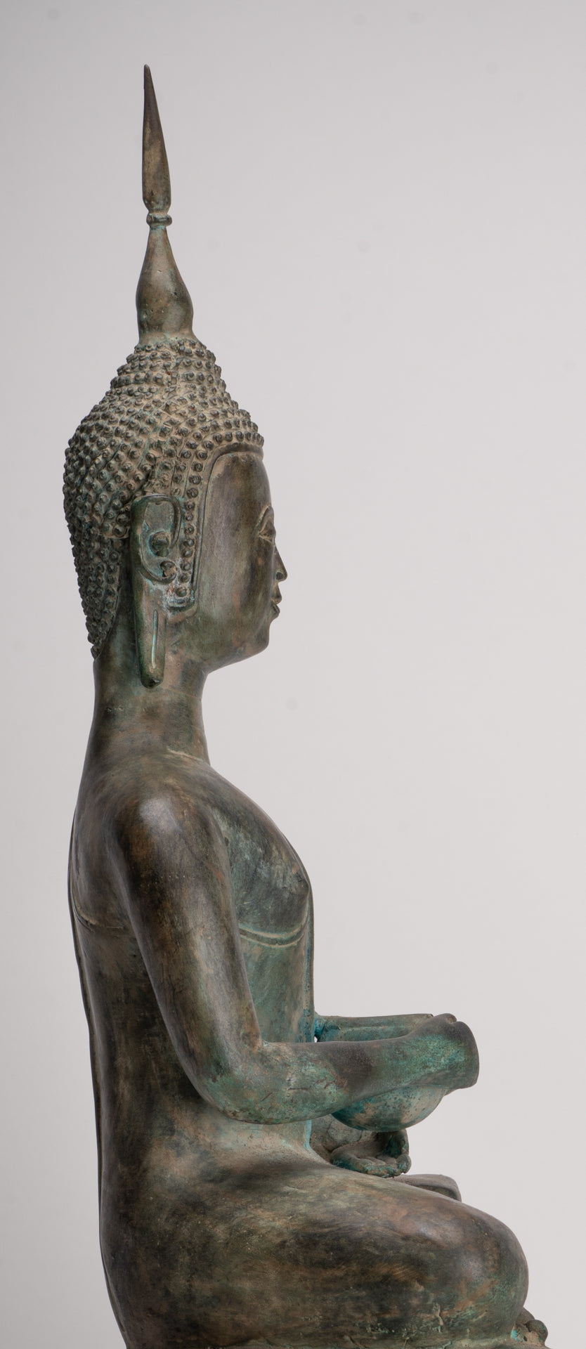 Antique Laos Style Bronze Charity Gautama Buddha Statue - 63cm/25"