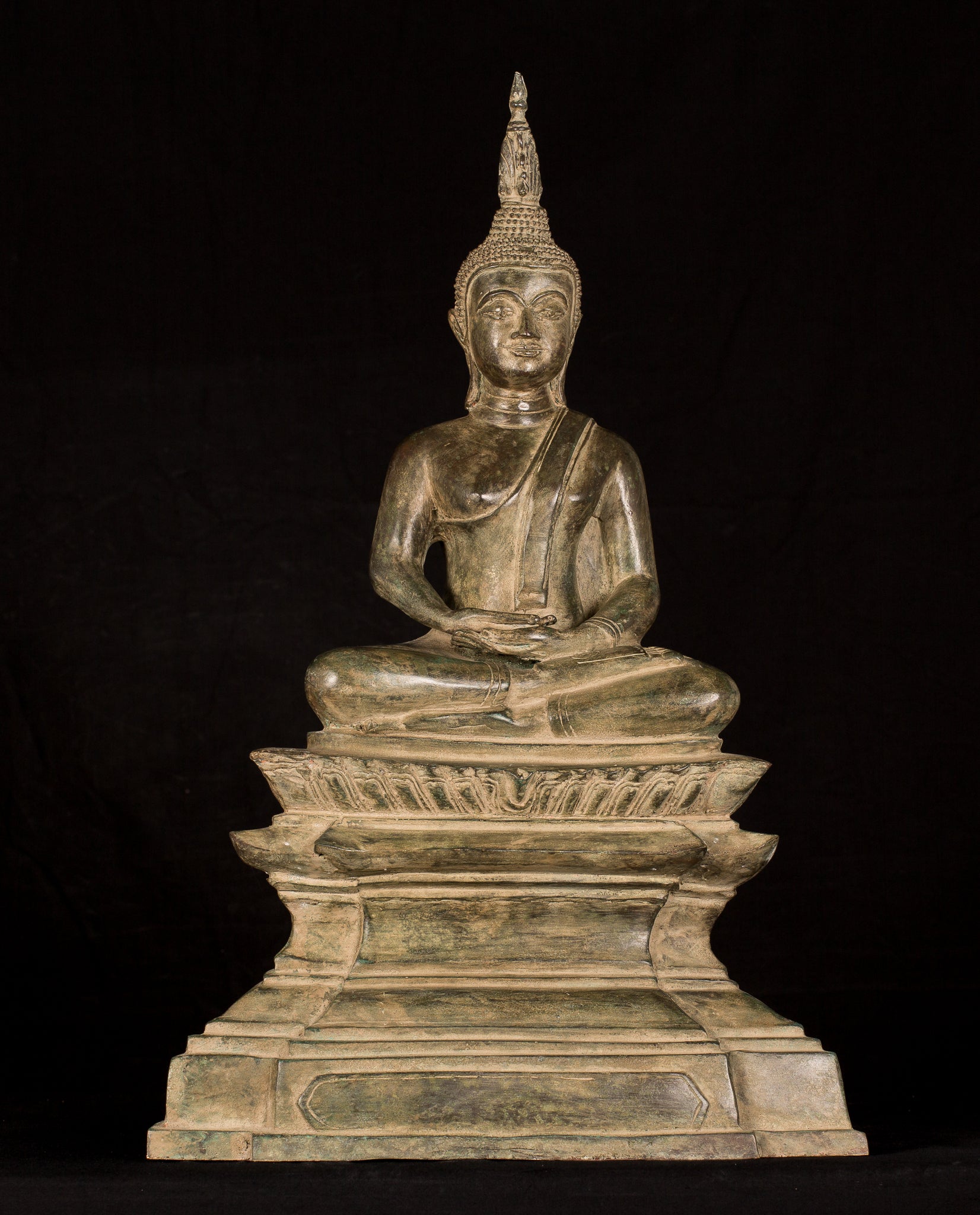 Statua Buddha - Statua Buddha di Buddha in stile antico Laos seduto - 56 cm/22 "