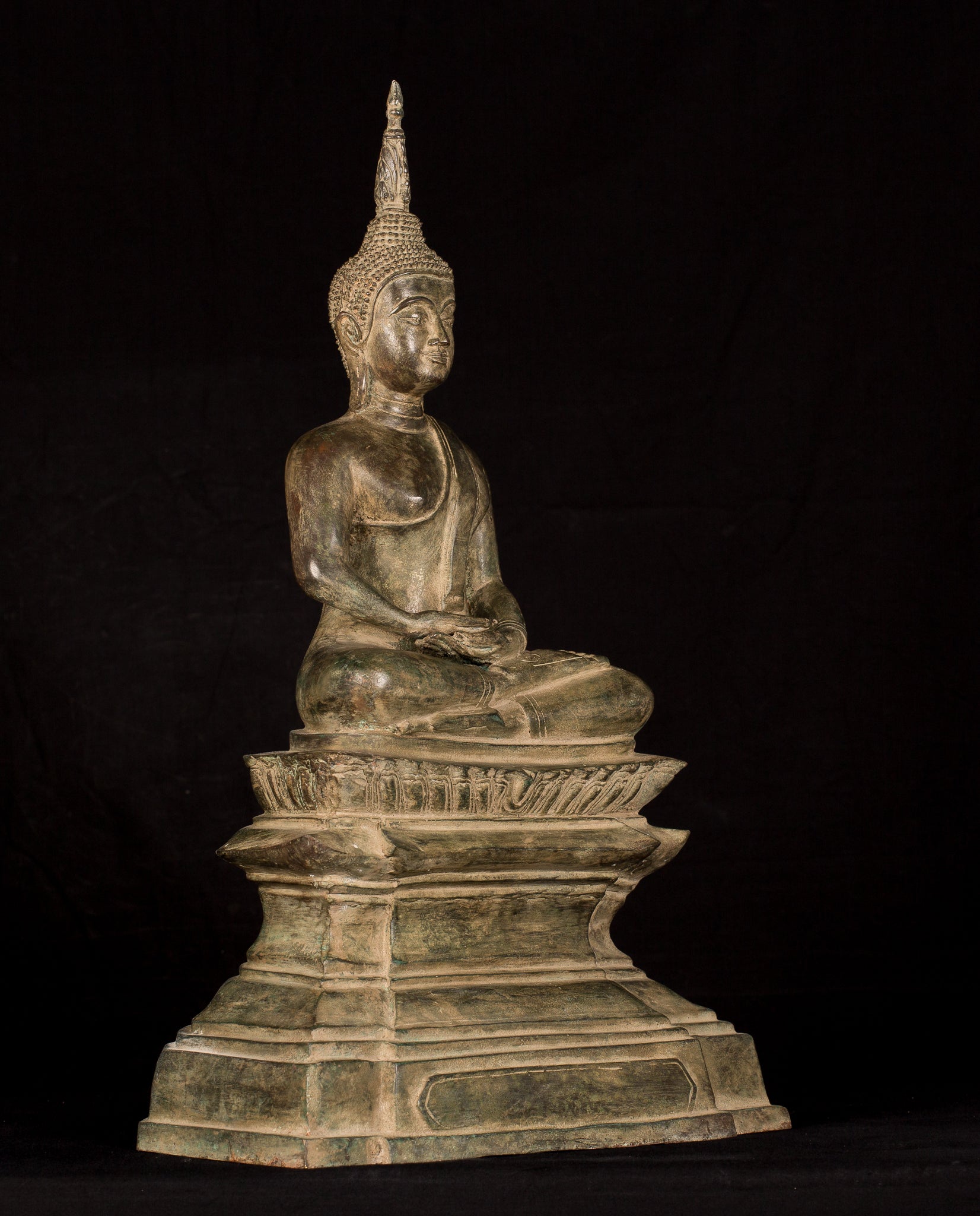 Statua Buddha - Statua Buddha di Buddha in stile antico Laos seduto - 56 cm/22 "
