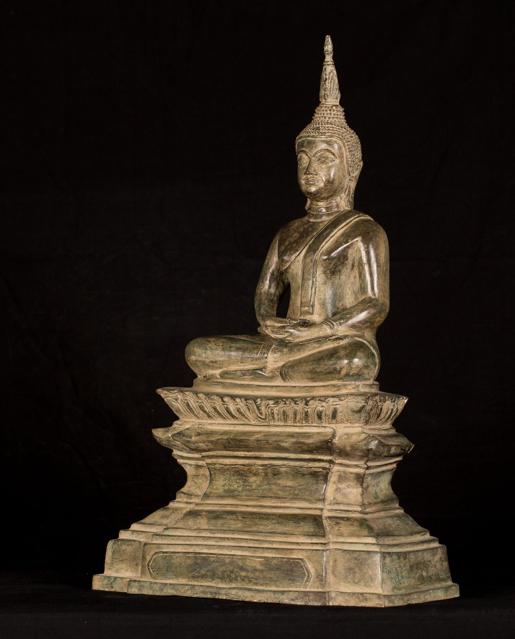 Statua Buddha - Statua Buddha di Buddha in stile antico Laos seduto - 56 cm/22 "