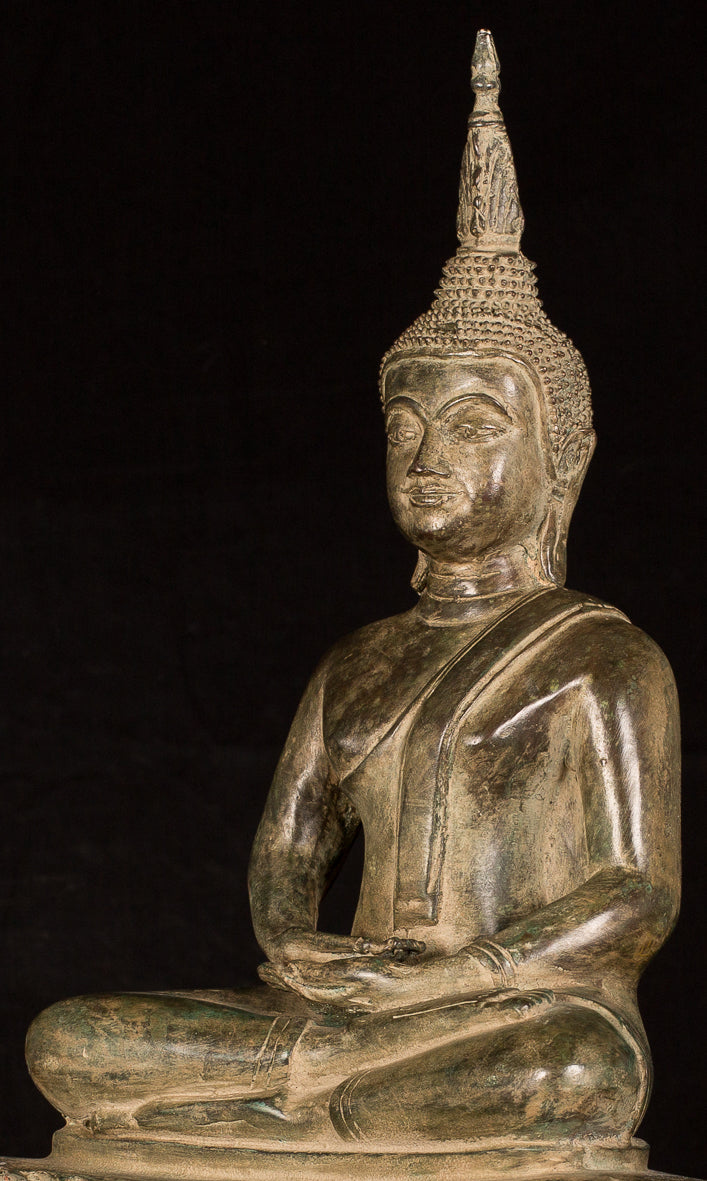 Statua Buddha - Statua Buddha di Buddha in stile antico Laos seduto - 56 cm/22 "