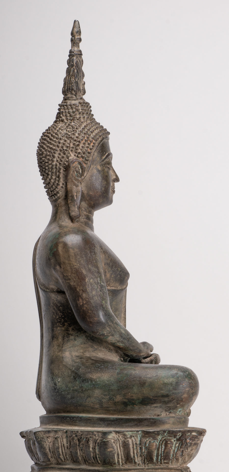Antique Laos Style Bronze Seated Meditation Buddha Statue - 57cm/23"