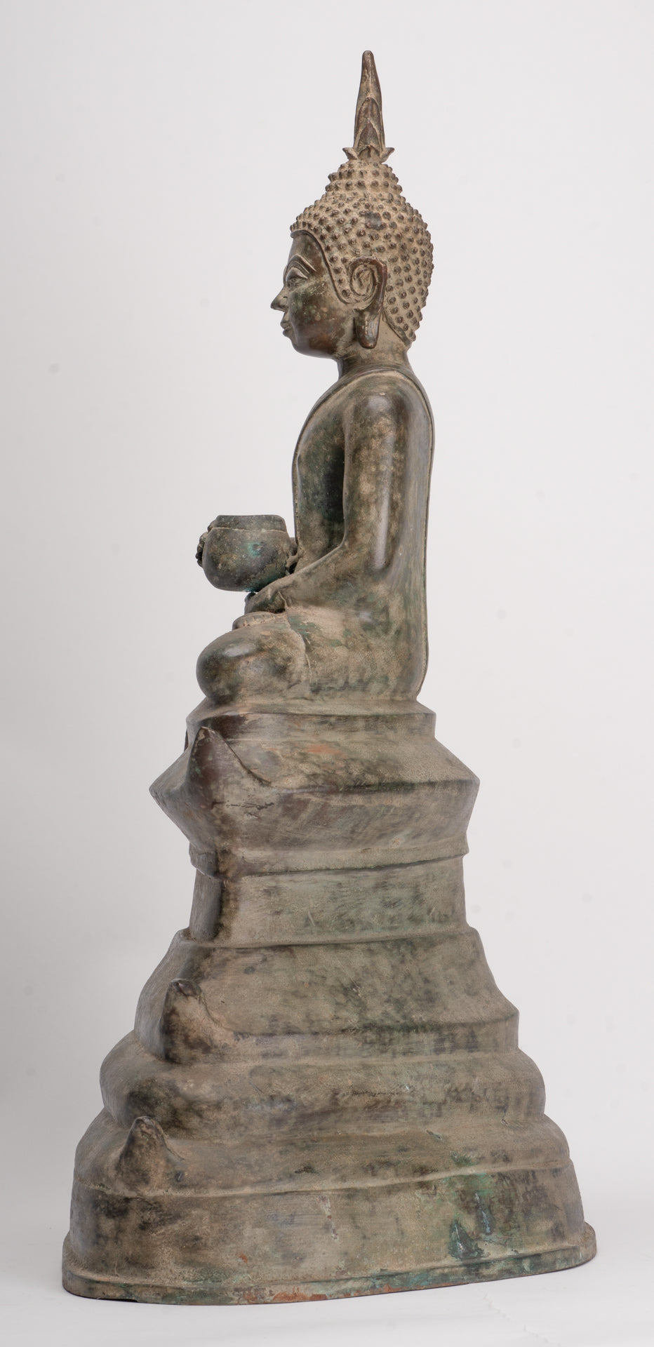 Antique Laos Style Bronze Charity Gautama Buddha Statue - 53cm/21"