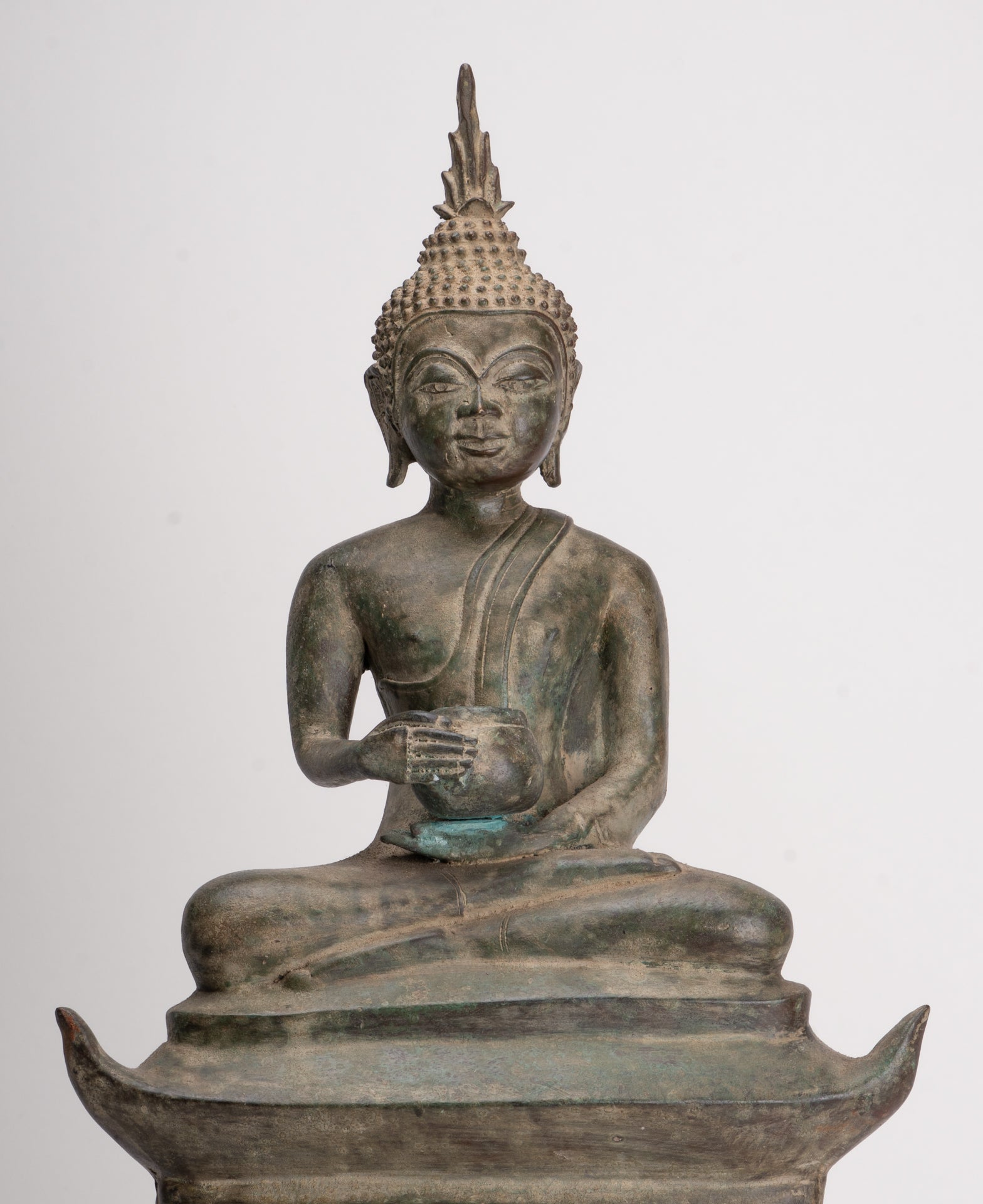Antique Laos Style Bronze Charity Gautama Buddha Statue - 53cm/21"