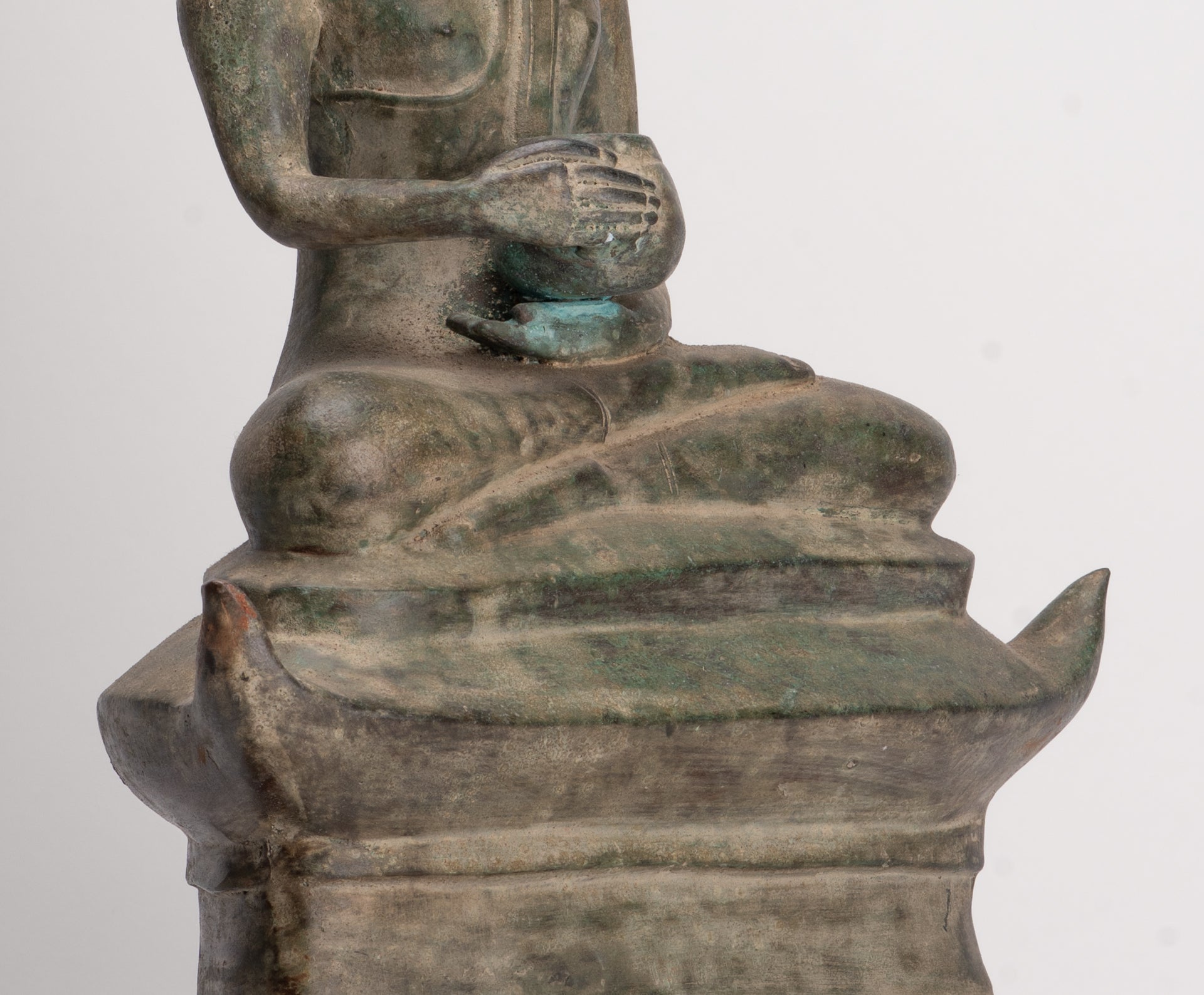 Antique Laos Style Bronze Charity Gautama Buddha Statue - 53cm/21"