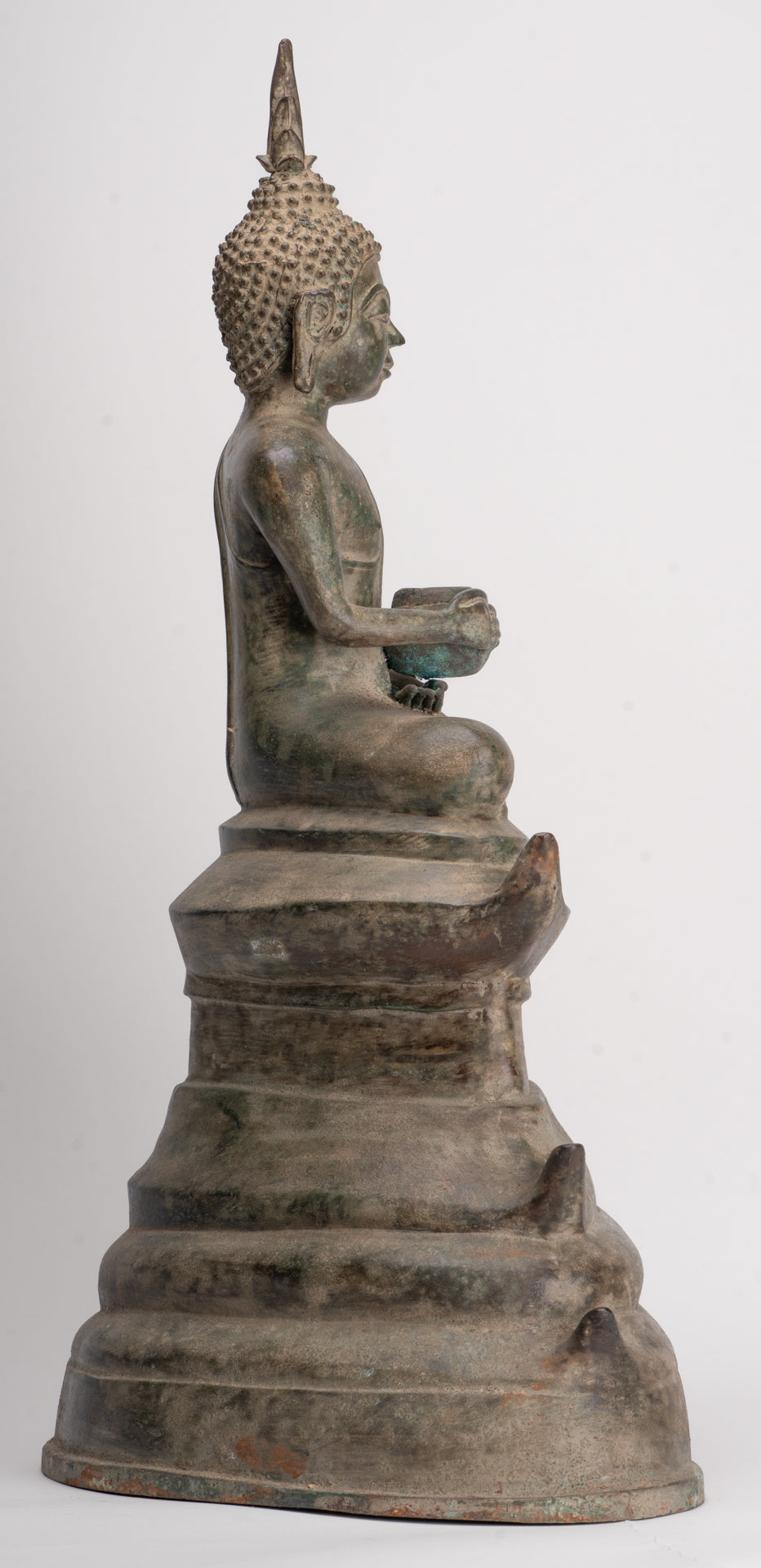 Antique Laos Style Bronze Charity Gautama Buddha Statue - 53cm/21"