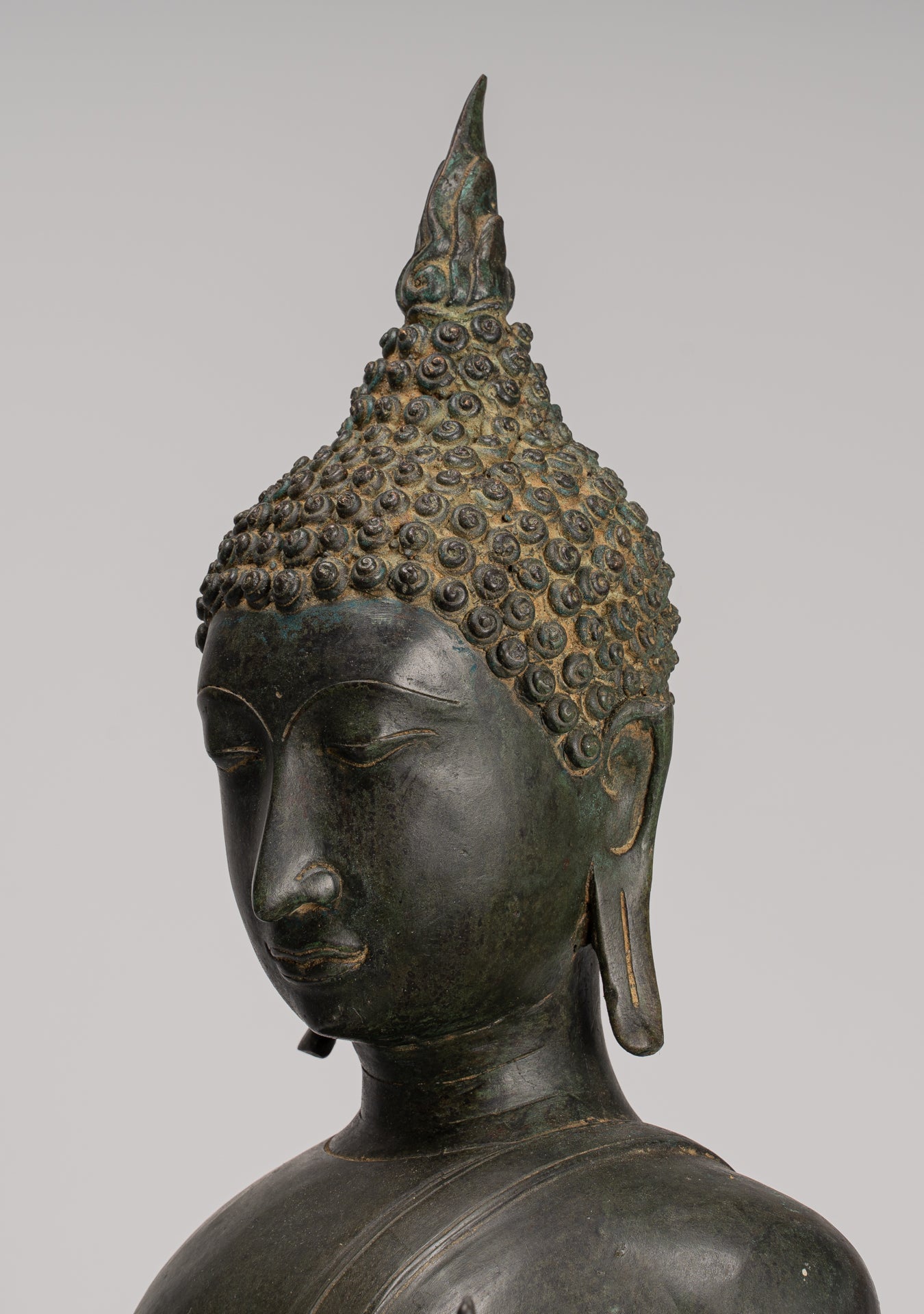 Antique Thai Style Sukhothai Bronze Protection Walking Buddha Statue - 116cm/46"