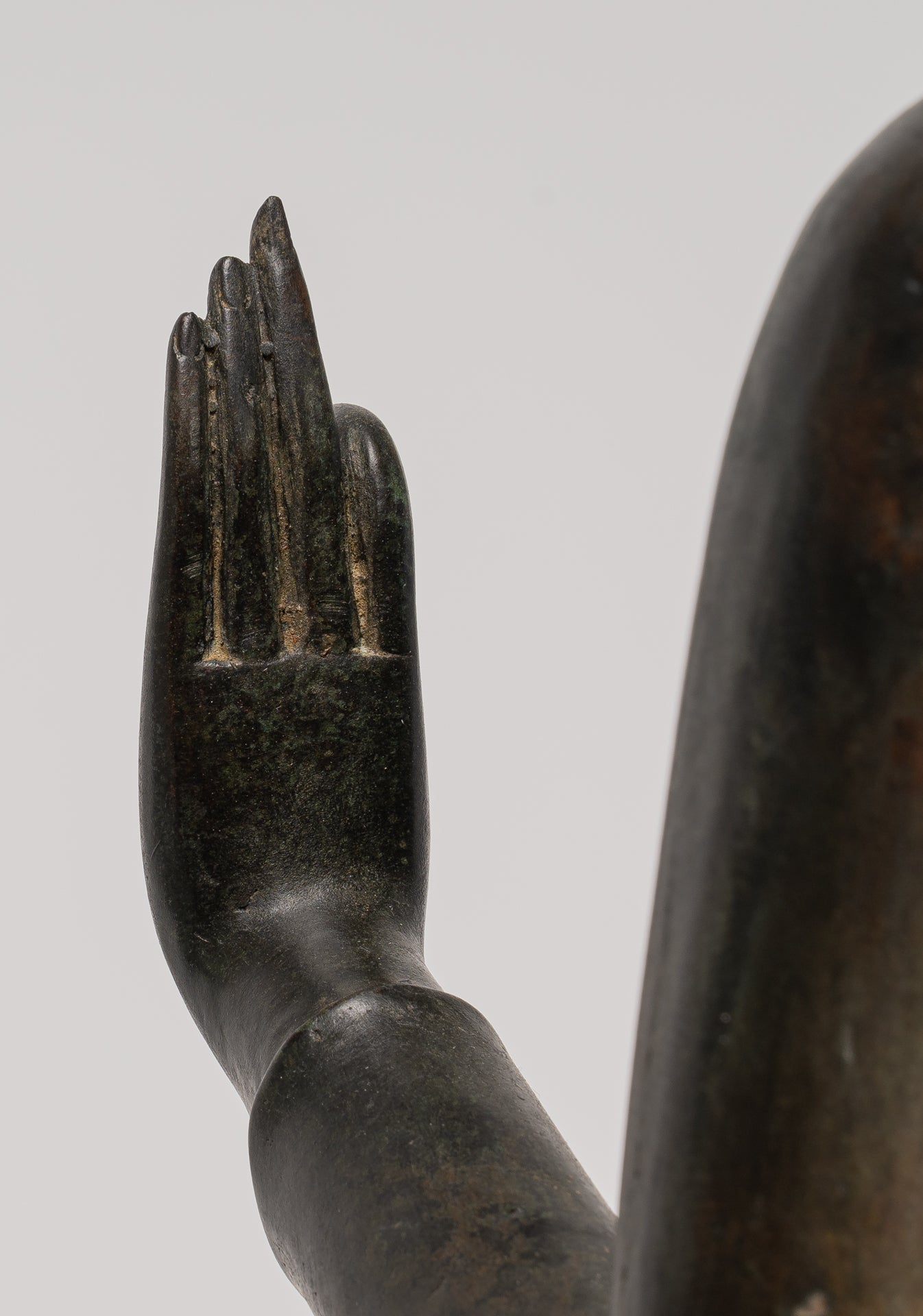 Antique Thai Style Sukhothai Bronze Protection Walking Buddha Statue - 116cm/46"