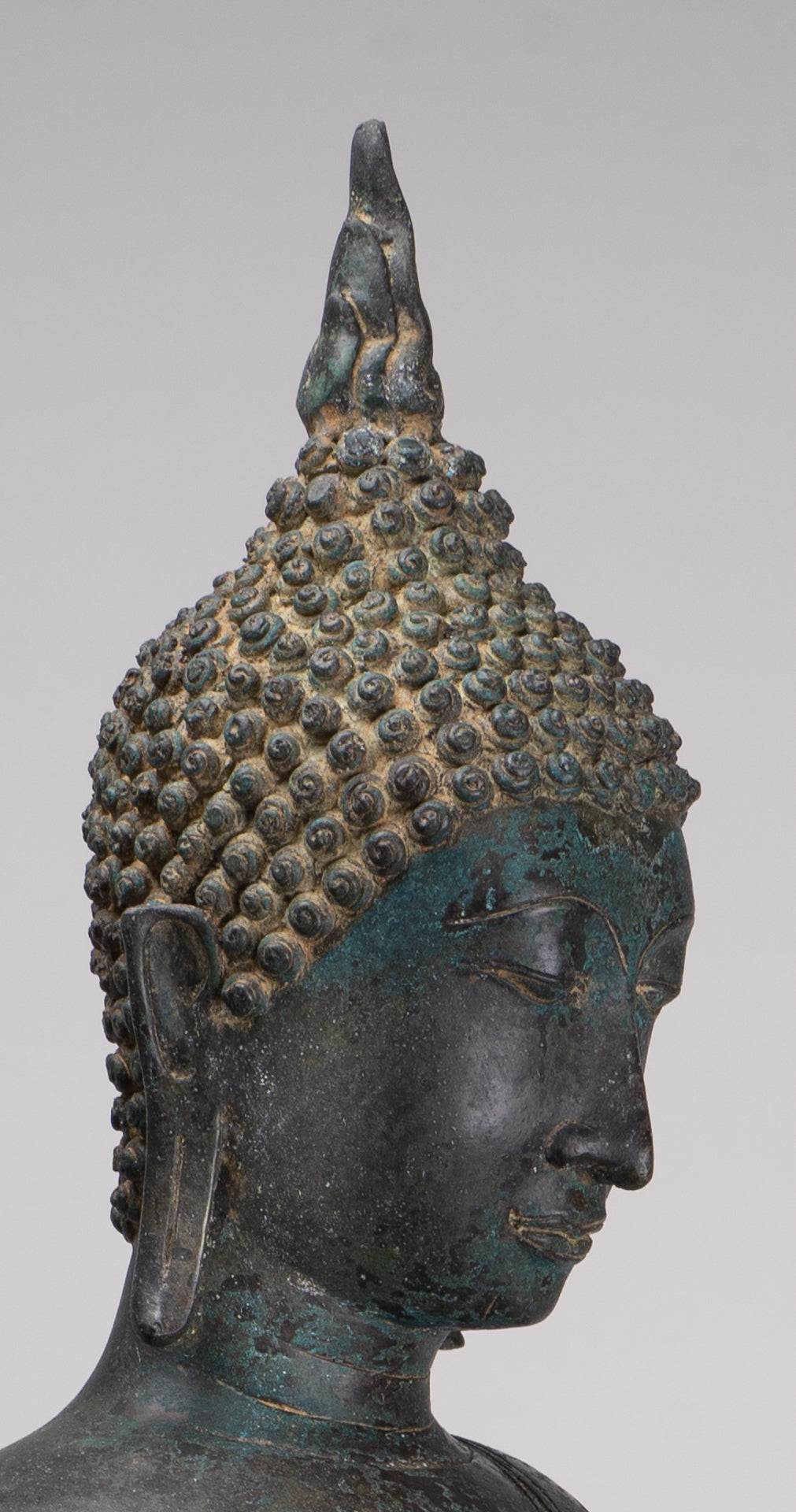 Antique Thai Style Sukhothai Bronze Protection Walking Buddha Statue - 117cm/47"