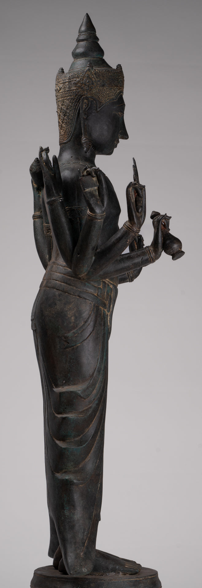 Vishnu Statue - Antique Thai Style Standing Bronze Vishnu Statue - 112cm/45"