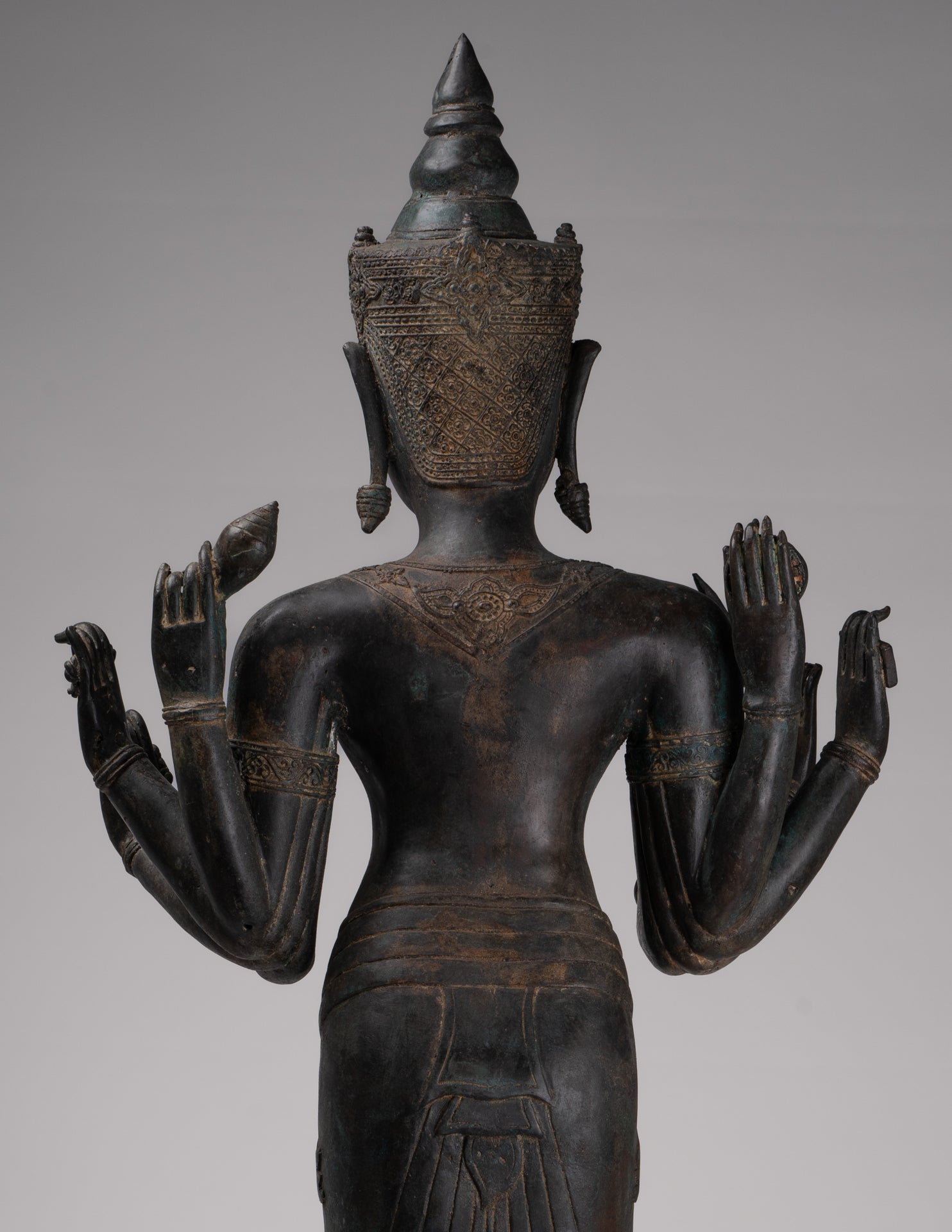 Vishnu Statue - Antique Thai Style Standing Bronze Vishnu Statue - 112cm/45"