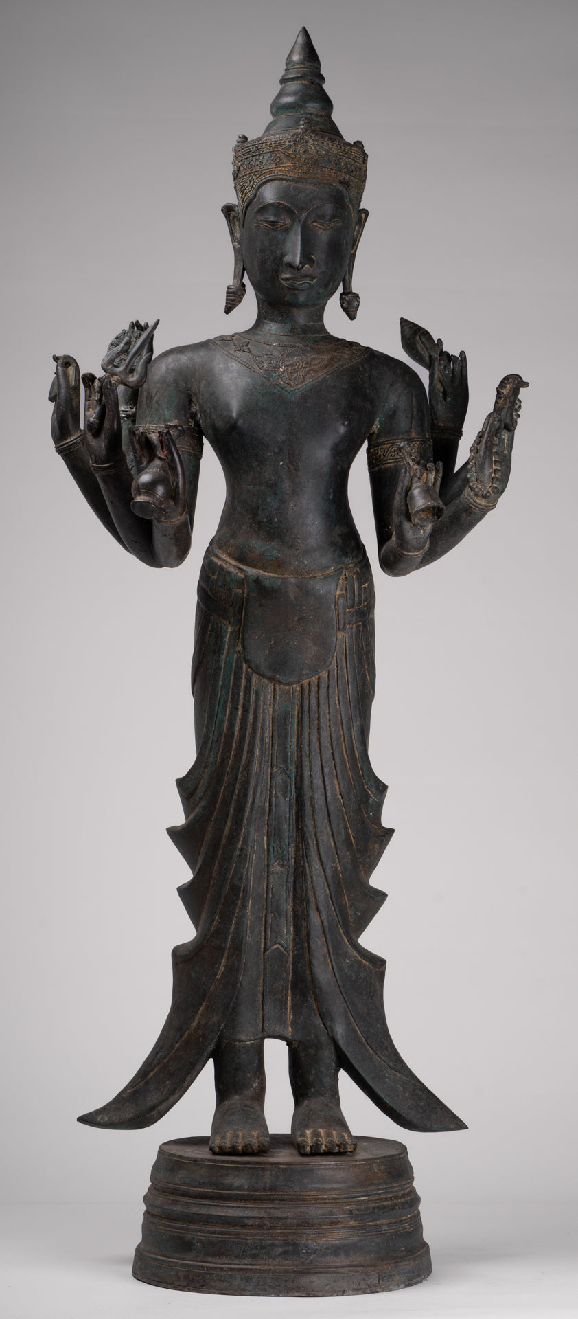 Vishnu Statue - Antique Thai Style Standing Bronze Vishnu Statue - 112cm/45"