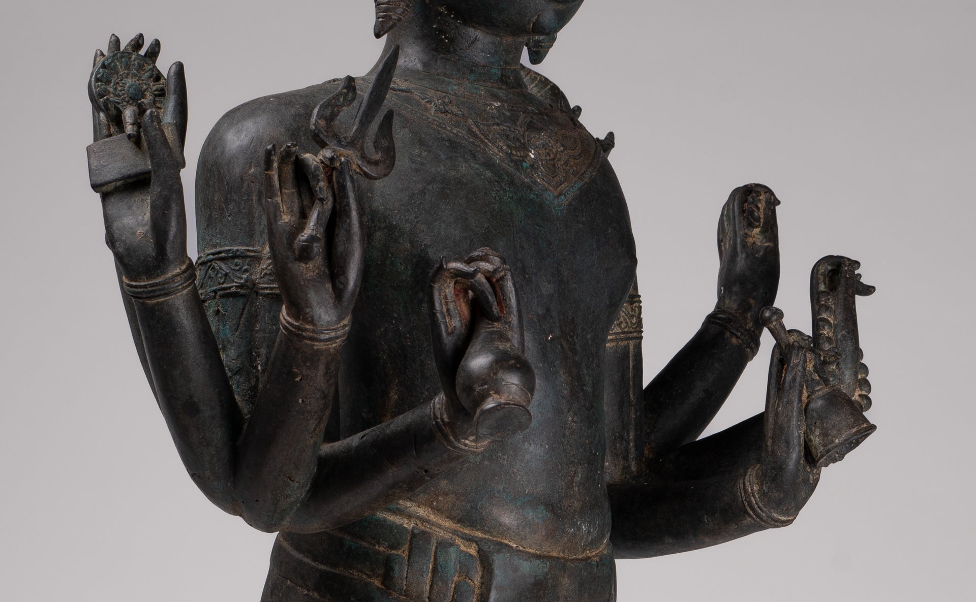 Vishnu Statue - Antique Thai Style Standing Bronze Vishnu Statue - 112cm/45"