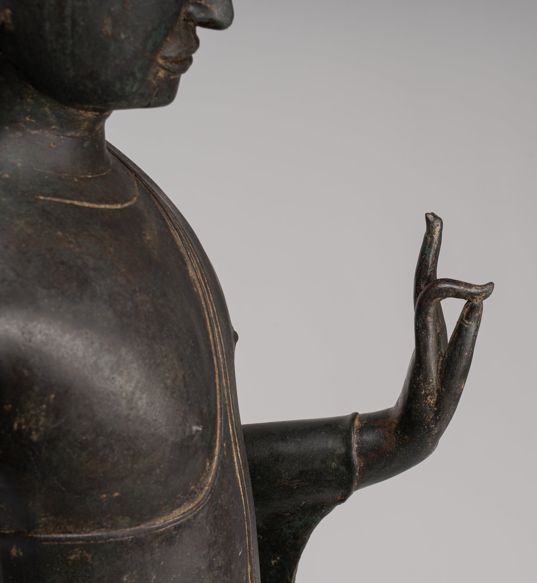 Antique stile tailandese Chiang Rugger Bronze Protection Statue Buddha - 150 cm/60 "